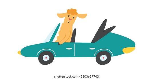 Gracioso lama dentro de cabriolet Vector Ilustración