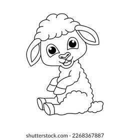 Funny lamb cartoon characters vector illustration. For kids coloring book.