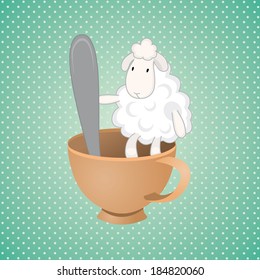 funny lamb over green background