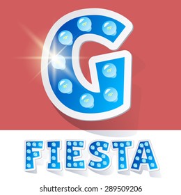 Alfabeto de dibujos animados divertidos para fiestas, fiestas y celebración. Estilo pegatina. Letra G