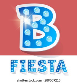 Funny lamp cartoon alphabet for party, holiday and celebration. Sticker style. Letter B