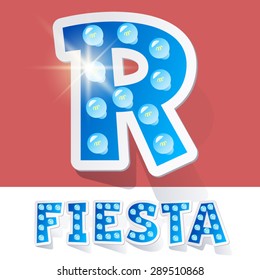 Alfabeto de dibujos animados divertidos para fiestas, fiestas y celebración. Estilo pegatina. Letra R