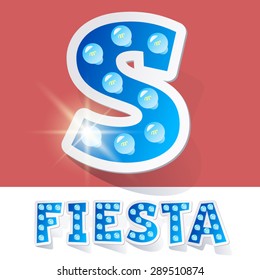 Alfabeto de dibujos animados divertidos para fiestas, fiestas y celebración. Estilo pegatina. Letra S