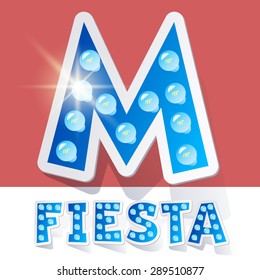 Alfabeto de dibujos animados divertidos para fiestas, fiestas y celebración. Estilo pegatina. Letra M