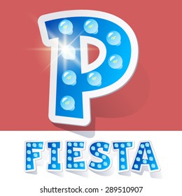 Alfabeto de dibujos animados divertidos para fiestas, fiestas y celebración. Estilo pegatina. Letra P