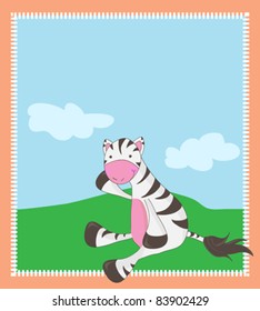 Funny landscape with zebra