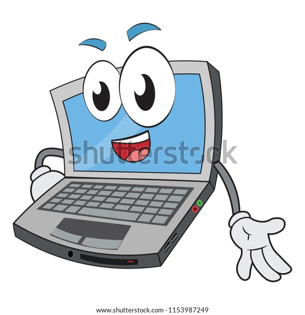 Funny Laptop Character Looking Strange Presenting Stock Vector (Royalty ...
