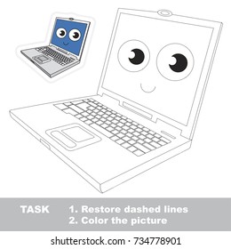 Funny Laptop. Dot to dot educational game for kids.