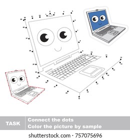 Funny Laptop. Dot to dot educational game for kids.