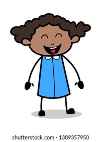 Funny Laugh - Retro Black Office Girl Cartoon Vector Illustration
