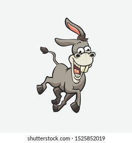 Funny Laughing Donkey Cartoon Character Mascot Illustration Vector