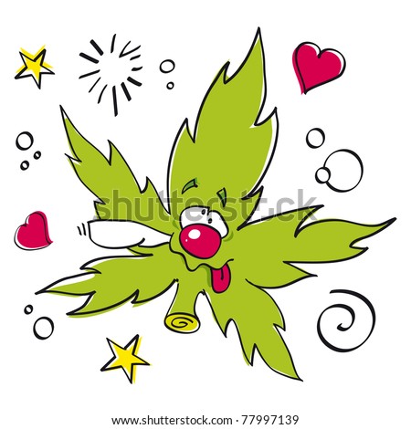 funny laughing marijuana leaf
