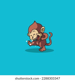 Funny Laughing Monkey Icon Vector