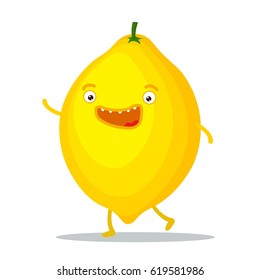 Funny lemon, a character vector. Illustration on white background.