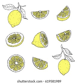 Divertido limón, un vector de caracteres. Ilustración sobre fondo blanco.