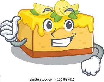 Funny lemon cheesecake making Thumbs up gesture