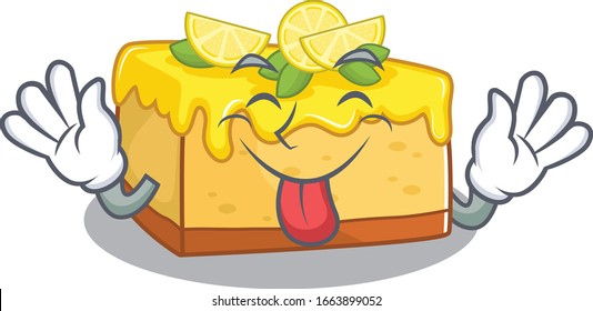 Funny lemon cheesecake mascot design with Tongue out