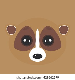 funny lemur face on brown background. Vector