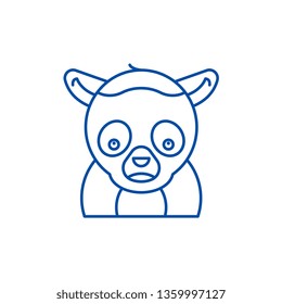 Funny lemur line icon concept. Funny lemur flat  vector symbol, sign, outline illustration.