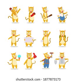 Funny leopard cartoon character collection