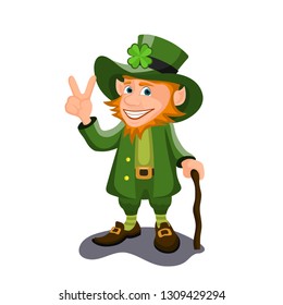 Funny leprechaun cartoon figure .