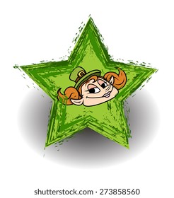 Funny Leprechaun Girl Face - Grunge Star Frame