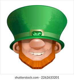 Funny leprechaun head, cartoon folk character of ireland legends and st patrick's day festivals character