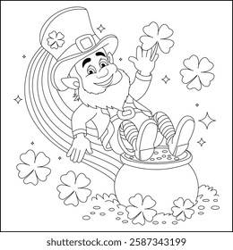 Funny Leprechaun St Patrics day Line art design