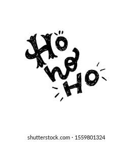 Funny lettering Christmas expression HoHoHo. Three laughing syllables of Santa Claus hand drawn with different fonts. Creative template for invitation, ecard, sticker, print. Winter holiday phrase