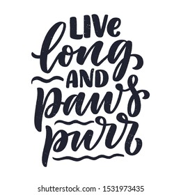 Funny lettering quote about cats for print in hand drawn style. Creative typography slogan design for posters. Cool vector illustration.