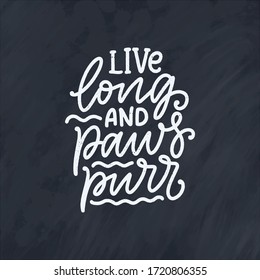 Funny lettering quote about cats for print in hand drawn style. Creative typography slogan design for posters. Cool vector illustration.