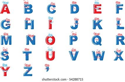 Funny letters with faces