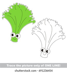 Funny Lettuce to be traced only of one line, the tracing educational game to preschool kids with easy game level, the colorful and colorless version.