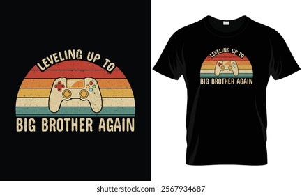 Funny Leveling Up To Big Bro Again Vintage Gift Big Brother Again T-Shirt
