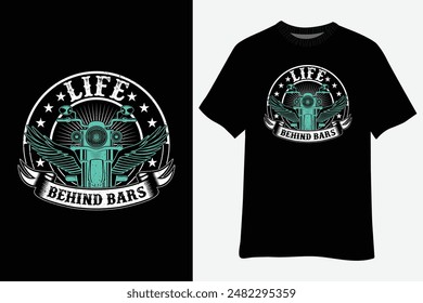 Funny Life Behind Bars Distressed Motorcycle T-Shirt