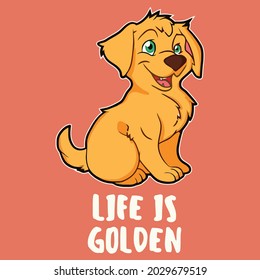 funny life is golden retriever dog pet love wo v neck t ( design vector illustration for use in design and print wall art poster canvas