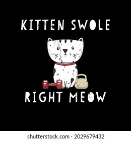 funny lifting right meow cat workout gym kitty wo t design vector illustration for use in design and print wall art poster canvas