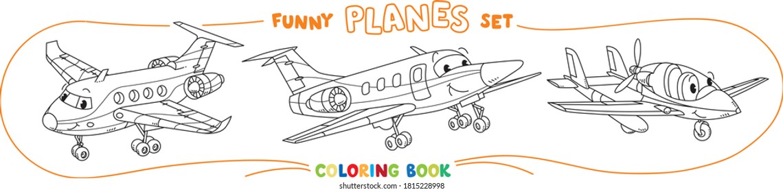 Funny light aircraft planes coloring book set