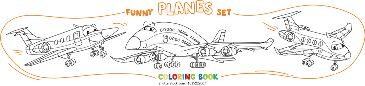 Funny light aircraft planes coloring book set