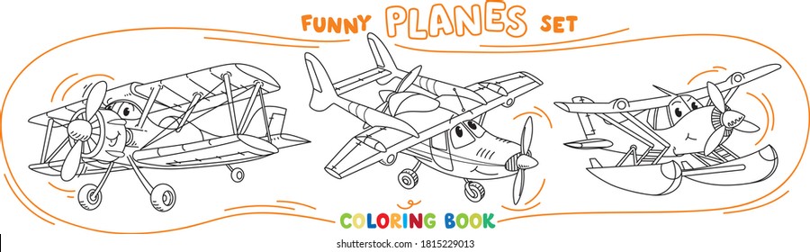 Funny light aircraft planes coloring book set