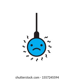 Funny light bulb flat icon.  vector illustration