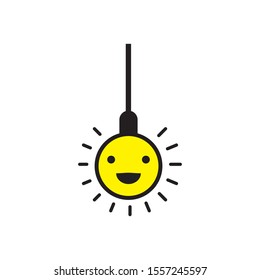 Funny light bulb flat icon.  vector illustration
