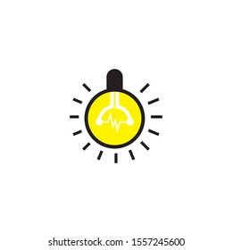 Funny light bulb flat icon.  vector illustration