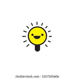 Funny light bulb flat icon.  vector illustration