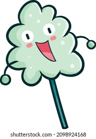 Gracioso personaje de caricatura de algodón verde claro