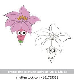 Funny Lily to be traced only of one line, the tracing educational game to preschool kids with easy game level, the colorful and colorless version.