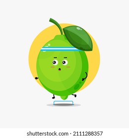 Funny lime character running competition