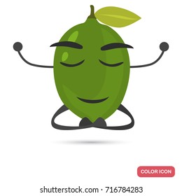 Funny lime in lotus pose color flat icon