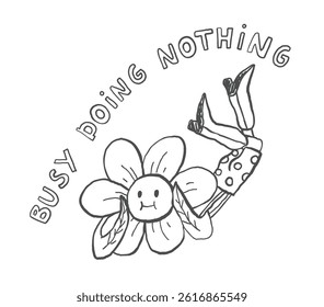 Funny line art, comic print, lazy quote sublimation and embroidery design