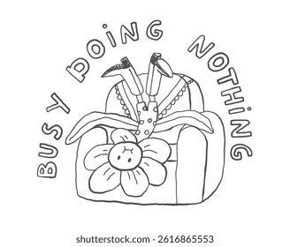 Funny line art, comic print, lazy quote sublimation and embroidery design